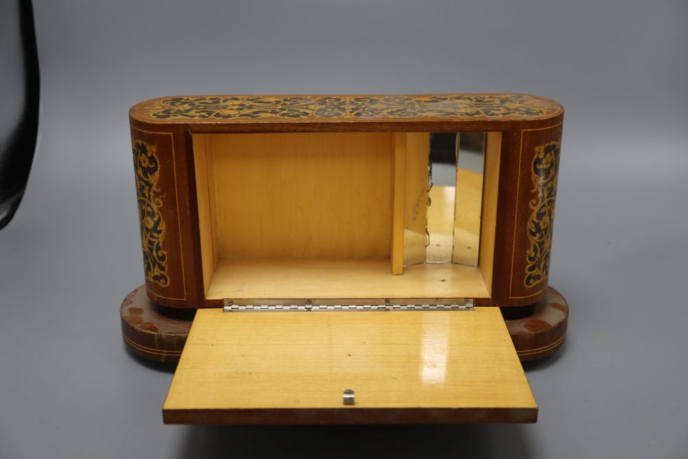 A Sorrento ware music box, length 32cm